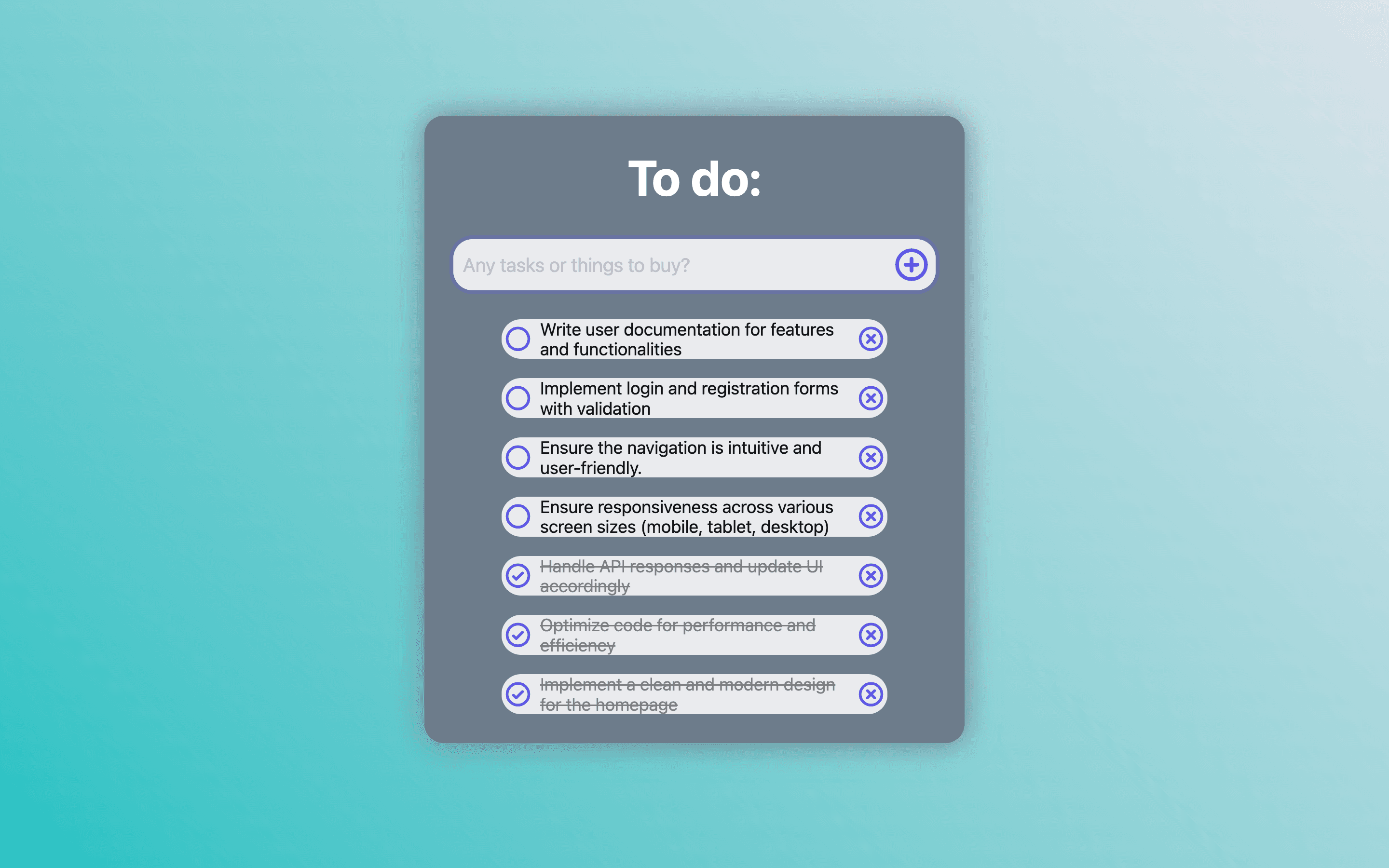 Screenshot of the To-Do List App project.